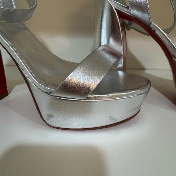 Louboutin Movida Sabina 130MM Silver Size 39.5 - Picture 4 of 12